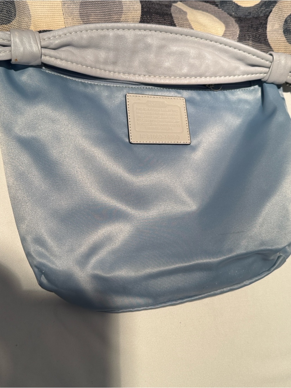 Coach Blue & White Signature Chain-Detail Hobo - Picture 10 of 14